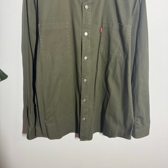 Levi's Western Denim Button Up Shirt Men XL Green Country Outdoor Workwear Top - Picture 8 of 8
